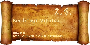Korényi Vitolda névjegykártya